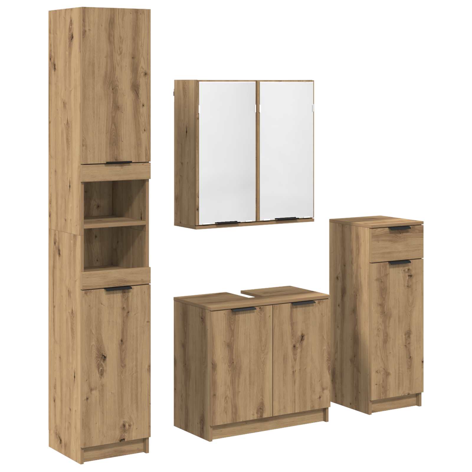 Σετ Επίπλων Μπάνιου 4 pcs Artisan Oak Επεξεργασμένο ξύλο - Pakobazaar