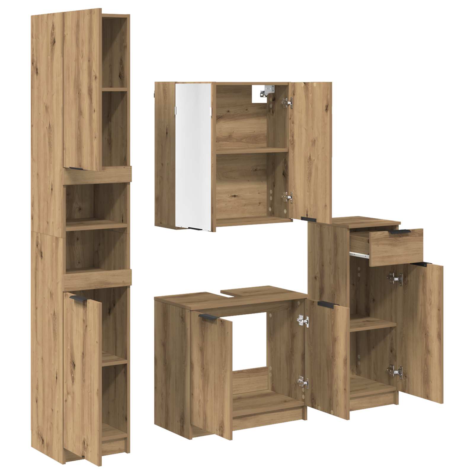 Σετ Επίπλων Μπάνιου 4 pcs Artisan Oak Επεξεργασμένο ξύλο - Pakobazaar