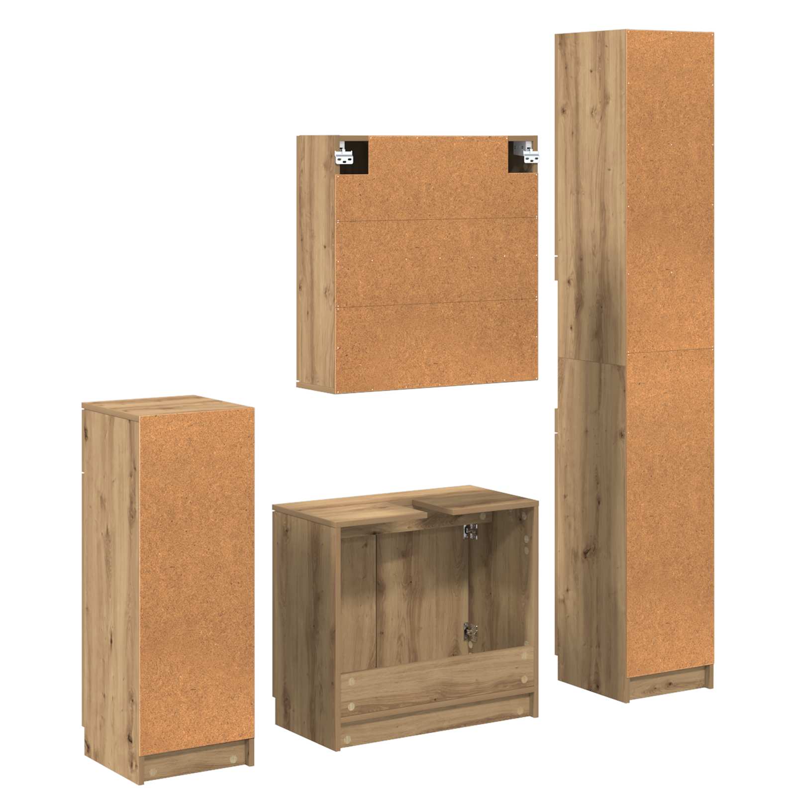 Σετ Επίπλων Μπάνιου 4 pcs Artisan Oak Επεξεργασμένο ξύλο - Pakobazaar