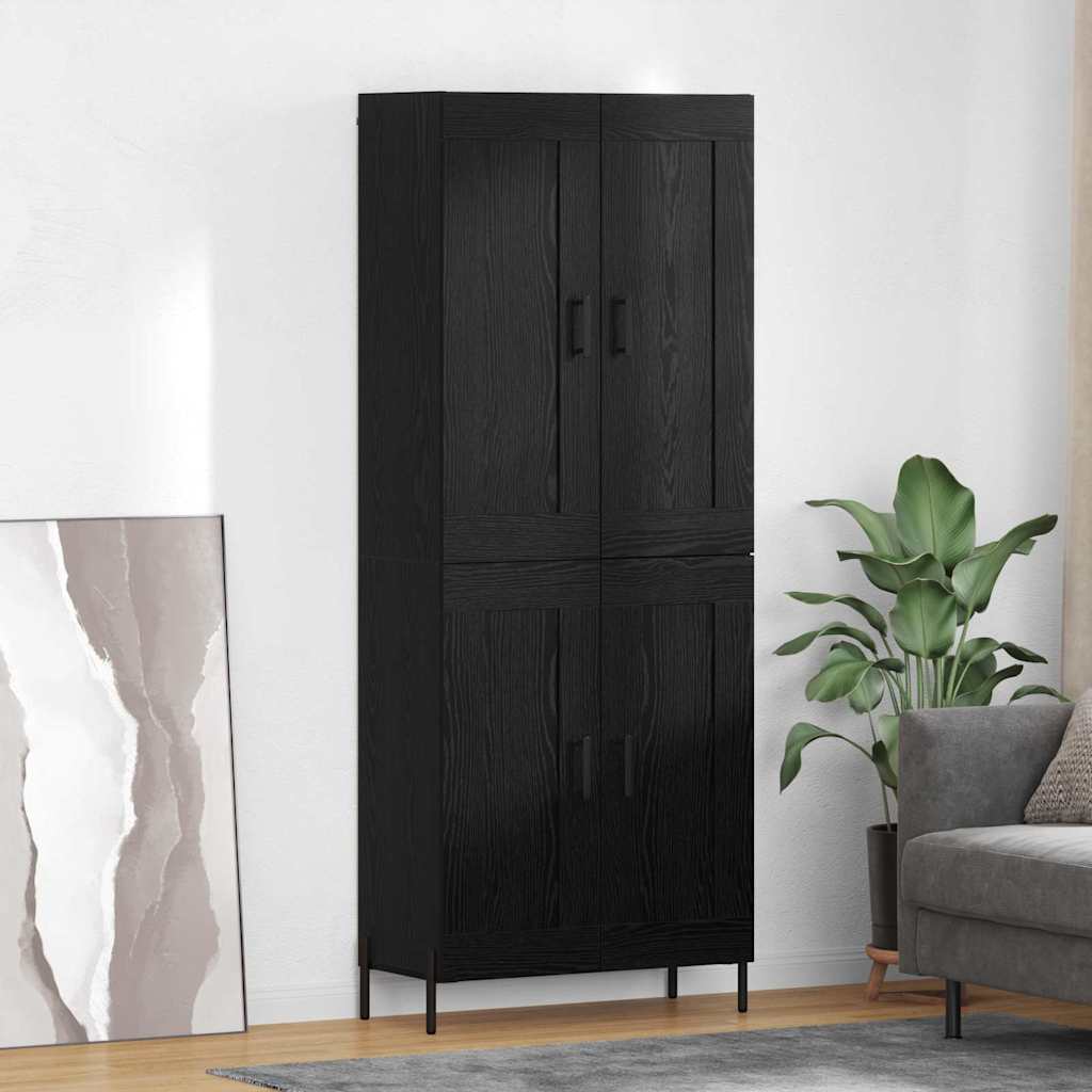 Highboard 2 pcs Μαύρη Οξυά Επεξεργασμένο ξύλο