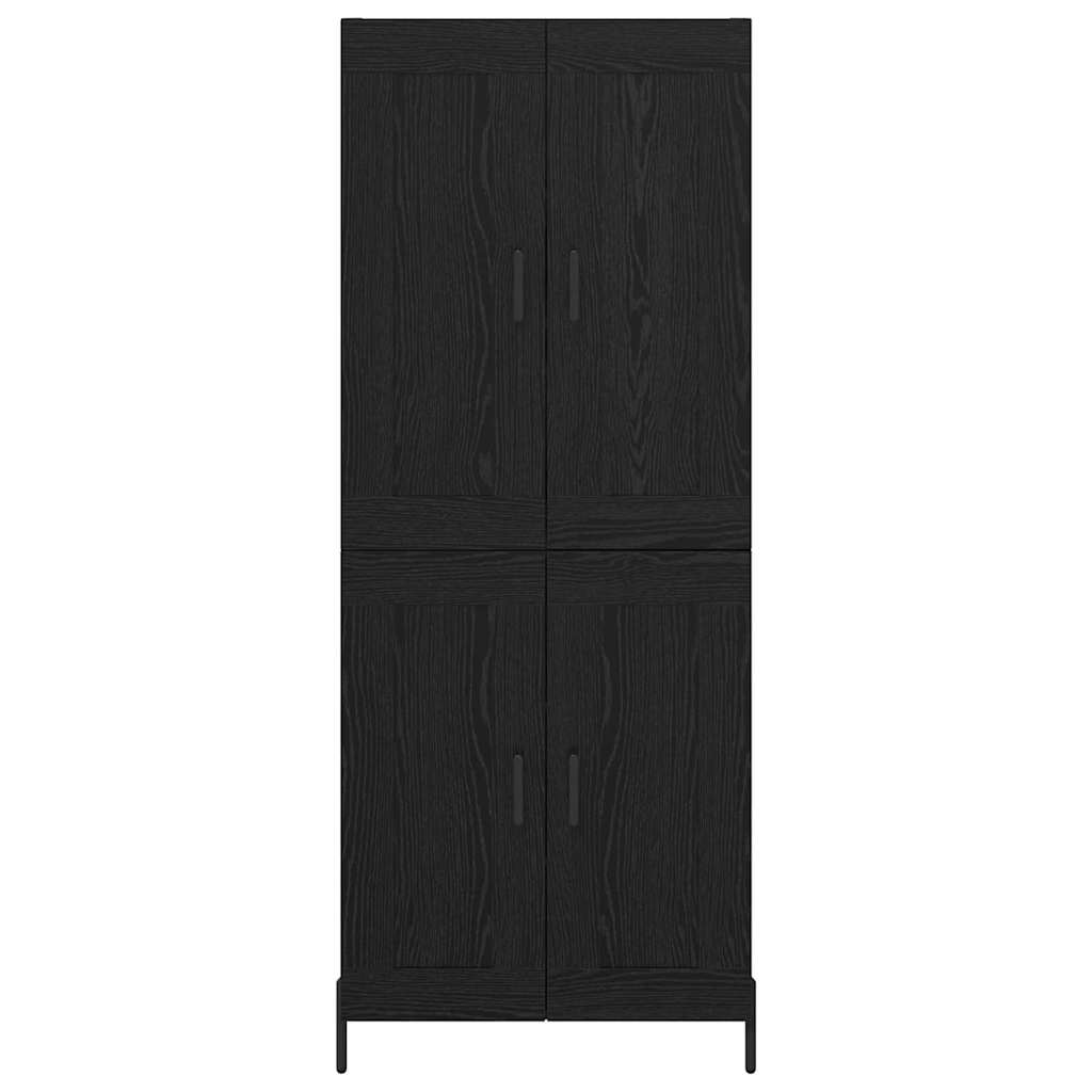 Highboard 2 pcs Μαύρη Οξυά Επεξεργασμένο ξύλο