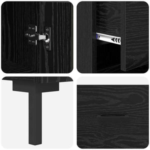 Highboard Μαύρη Οξυά 34,5 x 34 x 180 εκ. Επεξεργασμένο Ξύλο