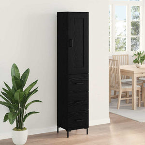 Highboard Μαύρη Οξυά 34,5 x 34 x 180 εκ. Επεξεργασμένο Ξύλο