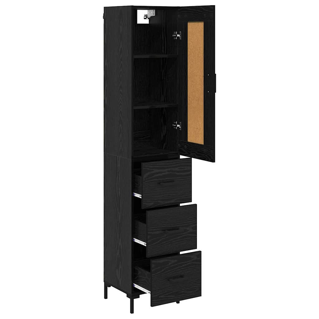 Highboard Μαύρη Οξυά 34,5 x 34 x 180 εκ. Επεξεργασμένο ξύλο