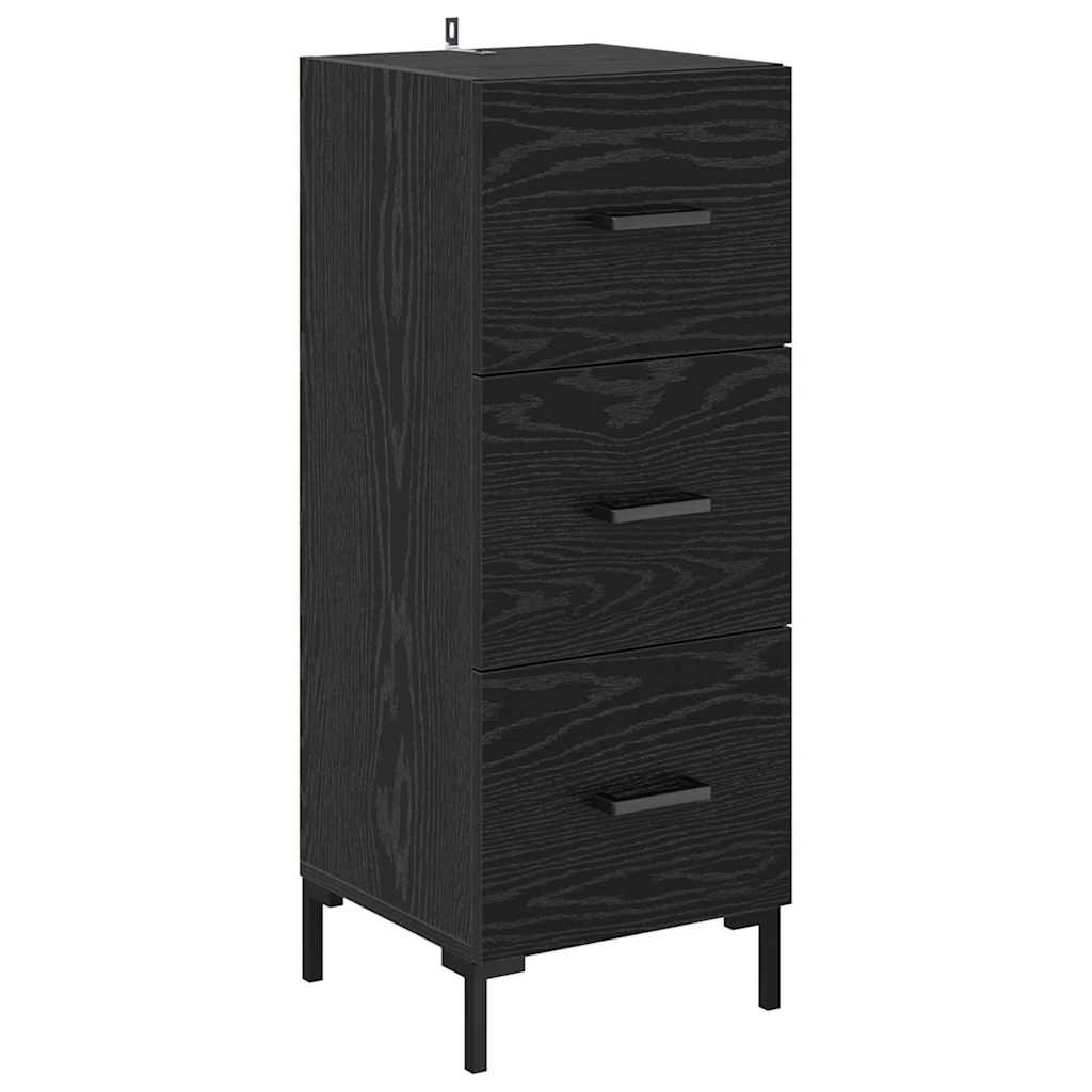 Highboard Μαύρη Οξυά 34,5 x 34 x 180 εκ. Επεξεργασμένο ξύλο