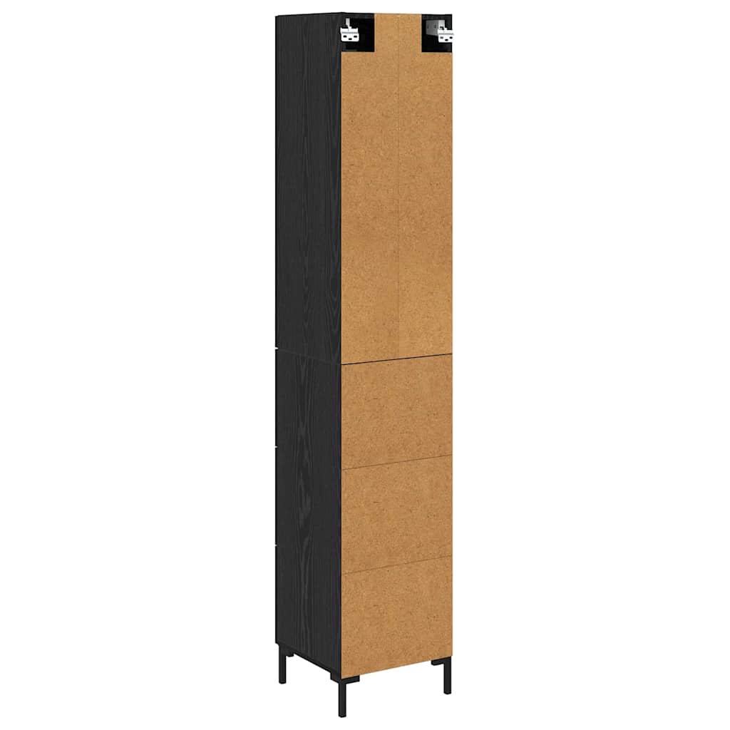 Highboard Μαύρη Οξυά 34,5 x 34 x 180 εκ. Επεξεργασμένο ξύλο