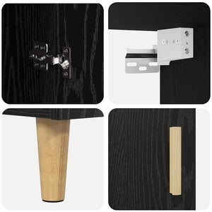 Highboard Μαύρη Οξυά 69,5 x 32,5 x 180 εκ Επεξεργασμένο ξύλο - Pakobazaar