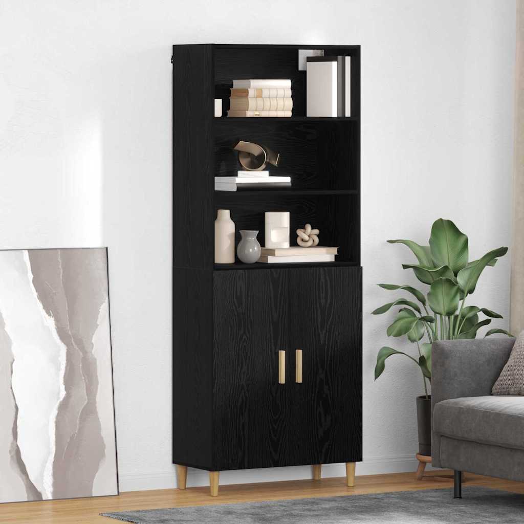 Highboard Μαύρη Οξυά 69,5 x 32,5 x 180 εκ Επεξεργασμένο ξύλο - Pakobazaar