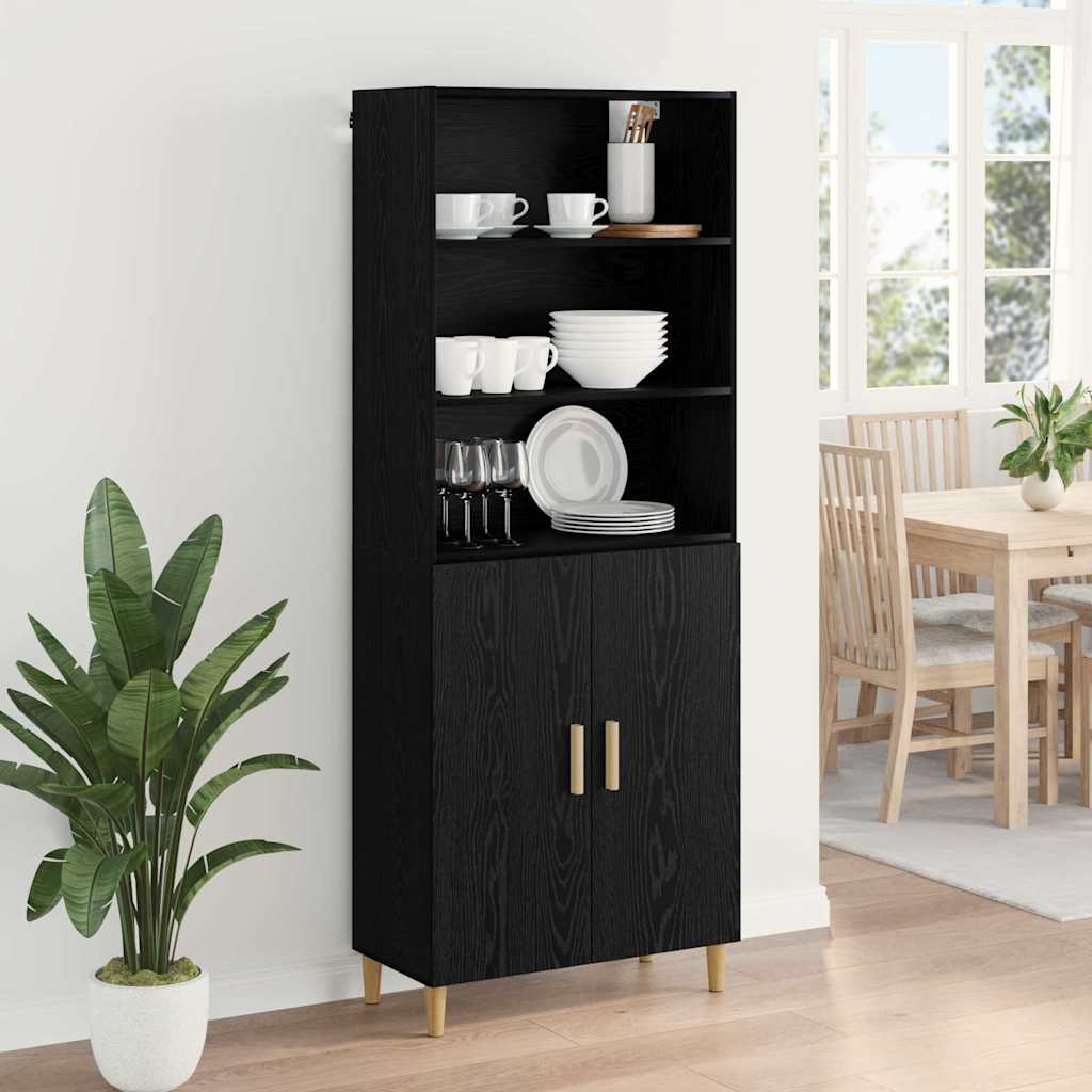 Highboard Μαύρη Οξυά 69,5 x 32,5 x 180 εκ Επεξεργασμένο ξύλο - Pakobazaar