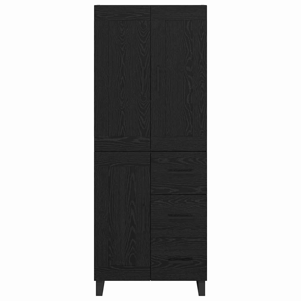 Highboard Μαύρη Οξυά 69,5 x 34 x 180 εκ. Επεξεργασμένο ξύλο