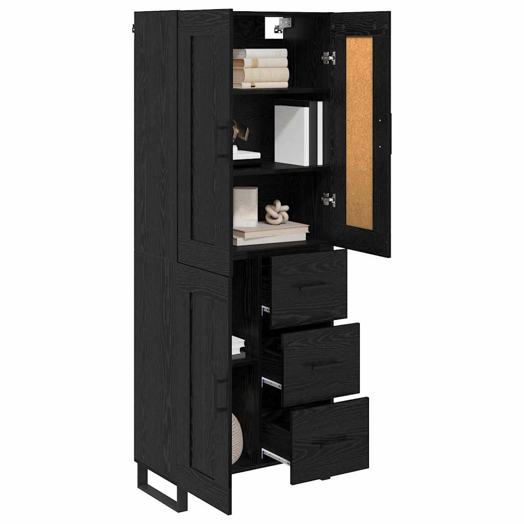 Highboard Μαύρη Οξυά 69,5 x 34 x 180 εκ. Επεξεργασμένο ξύλο