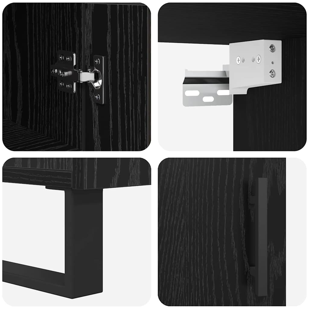 Highboard Μαύρη Οξυά 34,5 x 34 x 180 εκ. Επεξεργασμένο ξύλο