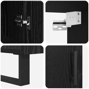 Highboard Μαύρη Οξυά 34,5 x 34 x 180 εκ. Επεξεργασμένο Ξύλο