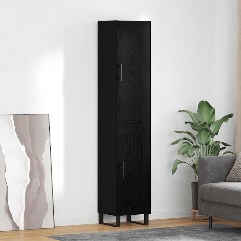 Highboard Μαύρη Οξυά 34,5 x 34 x 180 εκ. Επεξεργασμένο ξύλο