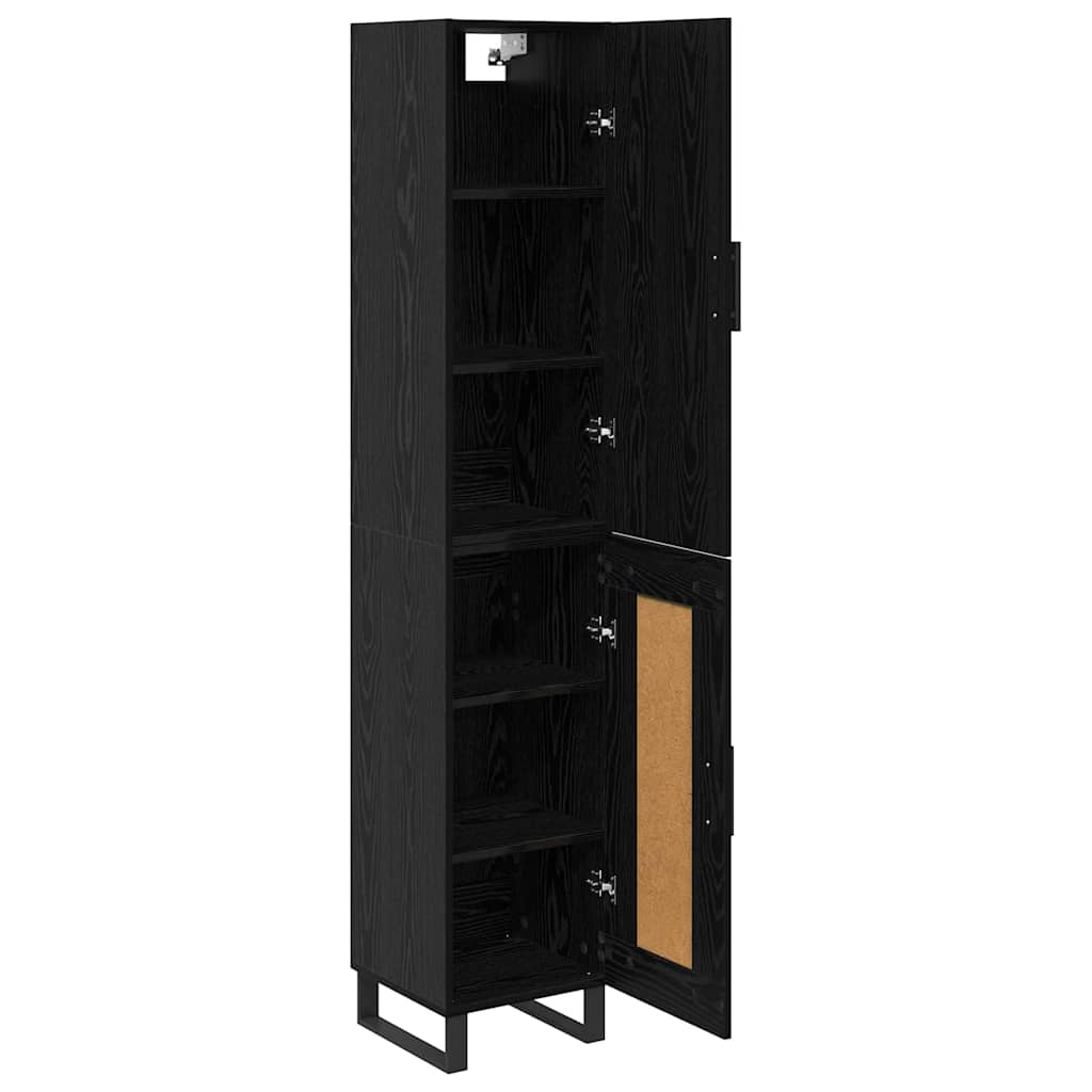 Highboard Μαύρη Οξυά 34,5 x 34 x 180 εκ. Επεξεργασμένο ξύλο