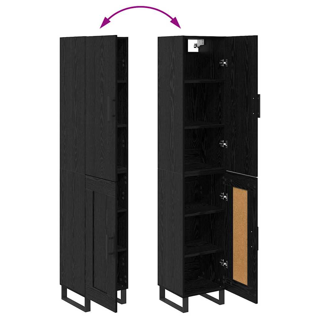 Highboard Μαύρη Οξυά 34,5 x 34 x 180 εκ. Επεξεργασμένο ξύλο