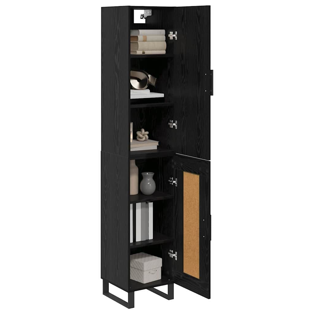 Highboard Μαύρη Οξυά 34,5 x 34 x 180 εκ. Επεξεργασμένο ξύλο