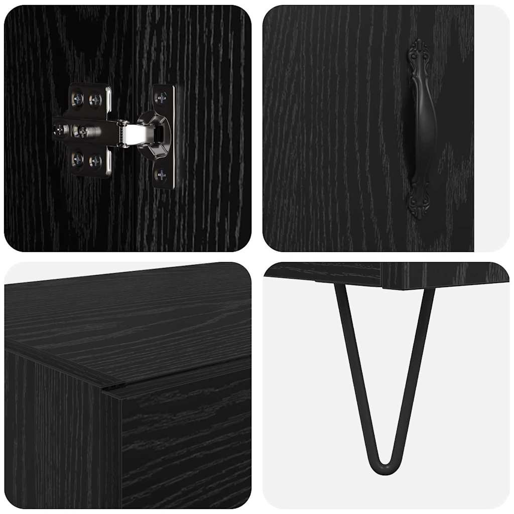 Highboard Μαύρη Οξυά 69,5 x 34 x 180 εκ. Επεξεργασμένο ξύλο