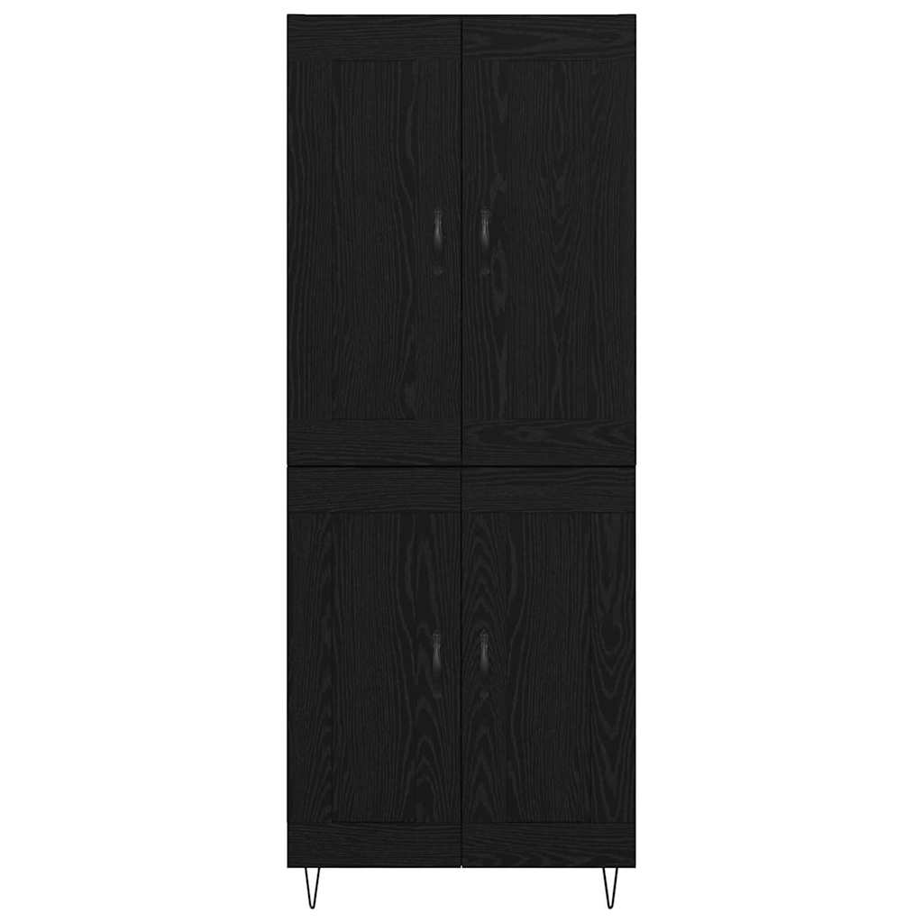 Highboard Μαύρη Οξυά 69,5 x 34 x 180 εκ. Επεξεργασμένο ξύλο