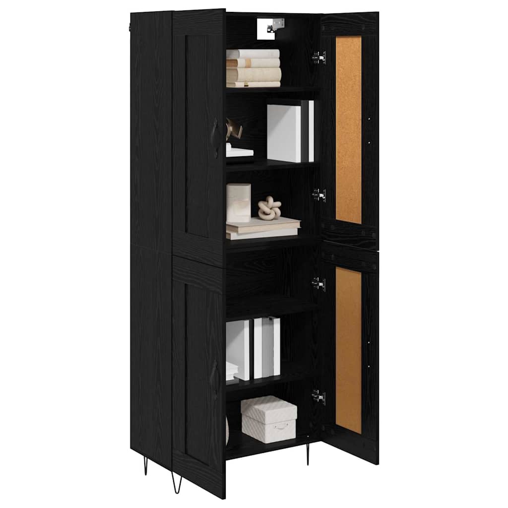 Highboard Μαύρη Οξυά 69,5 x 34 x 180 εκ. Επεξεργασμένο ξύλο