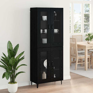 Highboard Μαύρη Οξυά 69,5 x 34 x 180 εκ. Επεξεργασμένο ξύλο - Pakobazaar