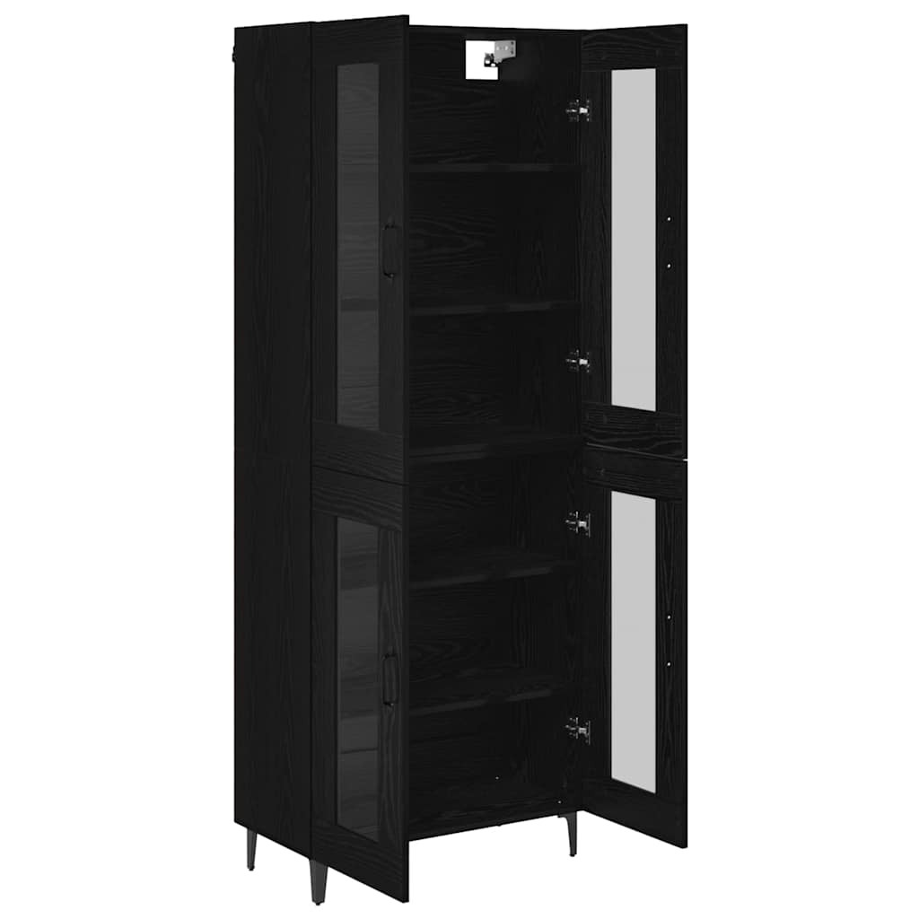 Highboard Μαύρη Οξυά 69,5 x 34 x 180 εκ. Επεξεργασμένο ξύλο - Pakobazaar