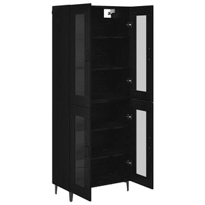 Highboard Μαύρη Οξυά 69,5 x 34 x 180 εκ. Επεξεργασμένο ξύλο - Pakobazaar