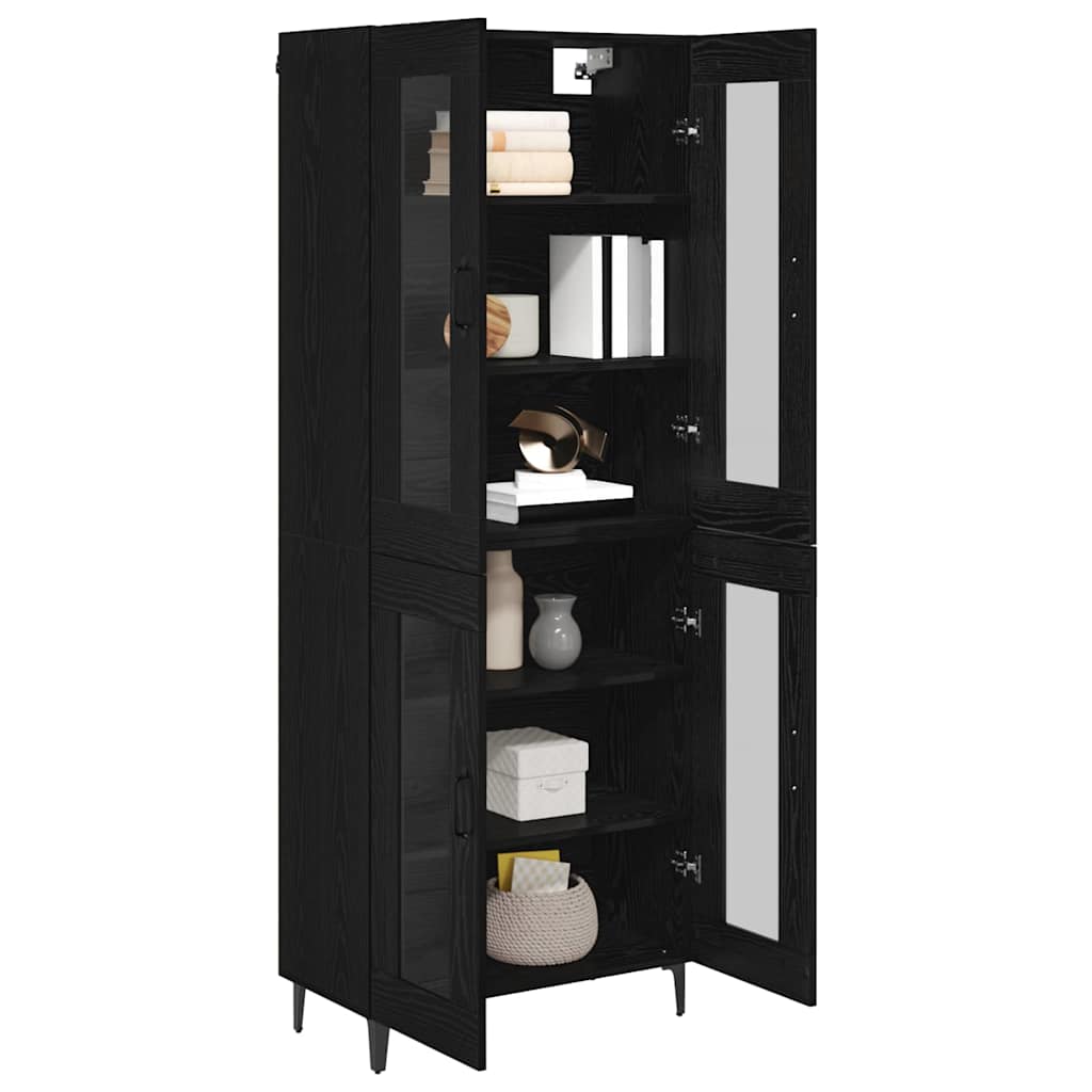 Highboard Μαύρη Οξυά 69,5 x 34 x 180 εκ. Επεξεργασμένο ξύλο - Pakobazaar