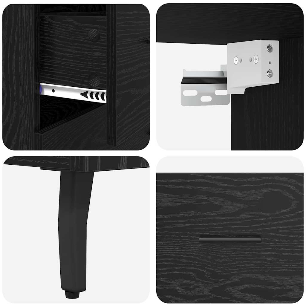 Highboard Μαύρη Οξυά 69,5 x 34 x 180 εκ. Σύνθετο Ξύλο και Γυαλί
