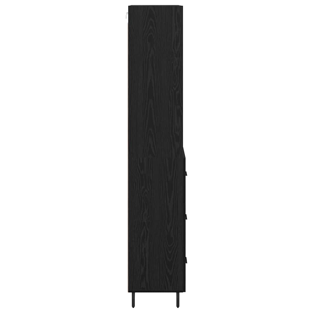 Highboard Μαύρη Οξυά 69,5 x 34 x 180 εκ. Σύνθετο Ξύλο και Γυαλί