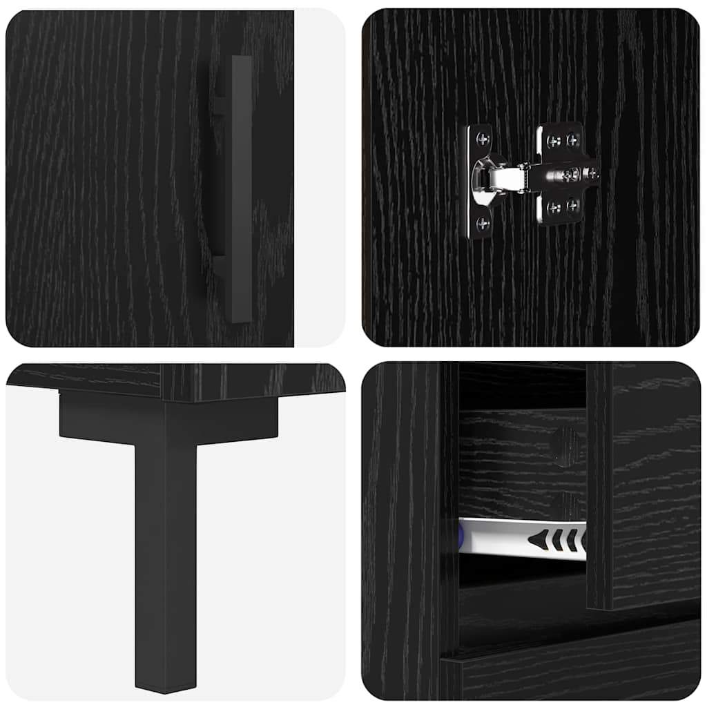 Highboard Μαύρη Οξυά 69,5 x 34 x 180 εκ. Επεξεργασμένο ξύλο