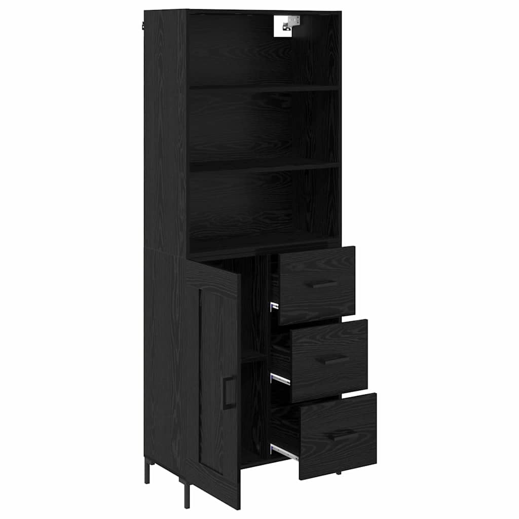 Highboard Μαύρη Οξυά 69,5 x 34 x 180 εκ. Επεξεργασμένο ξύλο