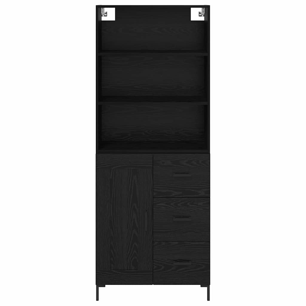Highboard Μαύρη Οξυά 69,5 x 34 x 180 εκ. Επεξεργασμένο ξύλο