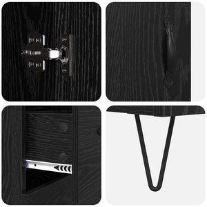 Highboard Μαύρη Οξυά 69,5 x 34 x 180 εκ. Επεξεργασμένο Ξύλο