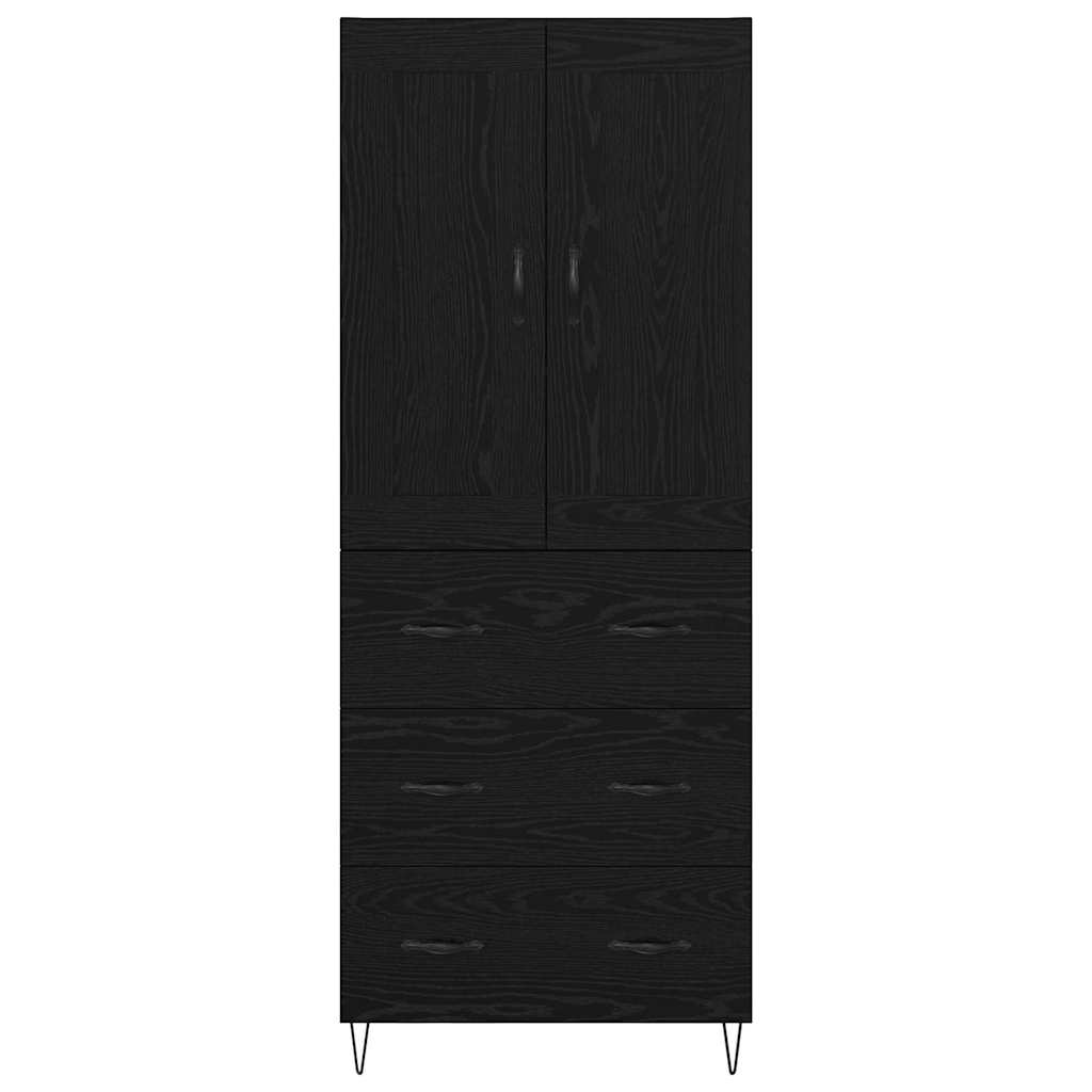 Highboard Μαύρη Οξυά 69,5 x 34 x 180 εκ. Επεξεργασμένο ξύλο