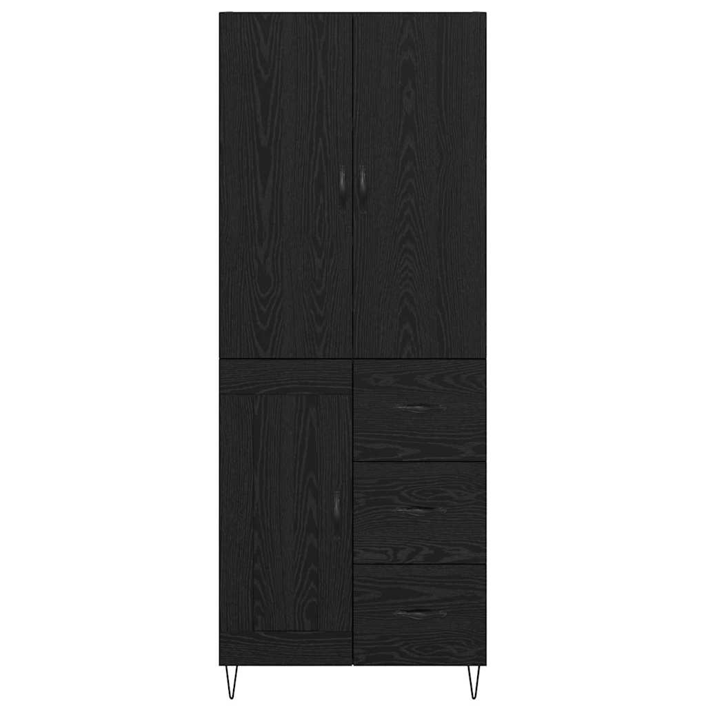 Highboard με συρτάρι 2 pcs Μαύρη Οξυά Μηχανική ξυλεία και γυαλί
