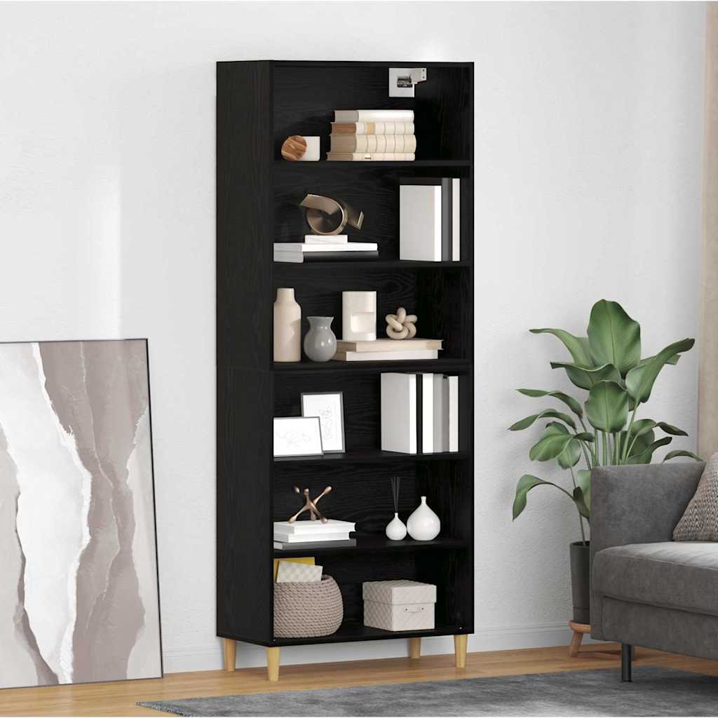 Highboard Μαύρη Οξυά 69,5 x 32,5 x 180 εκ Επεξεργασμένο ξύλο