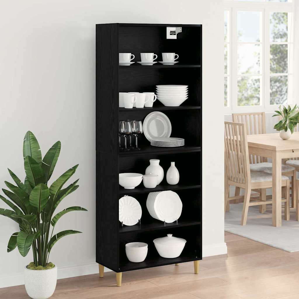 Highboard Μαύρη Οξυά 69,5 x 32,5 x 180 εκ Επεξεργασμένο ξύλο