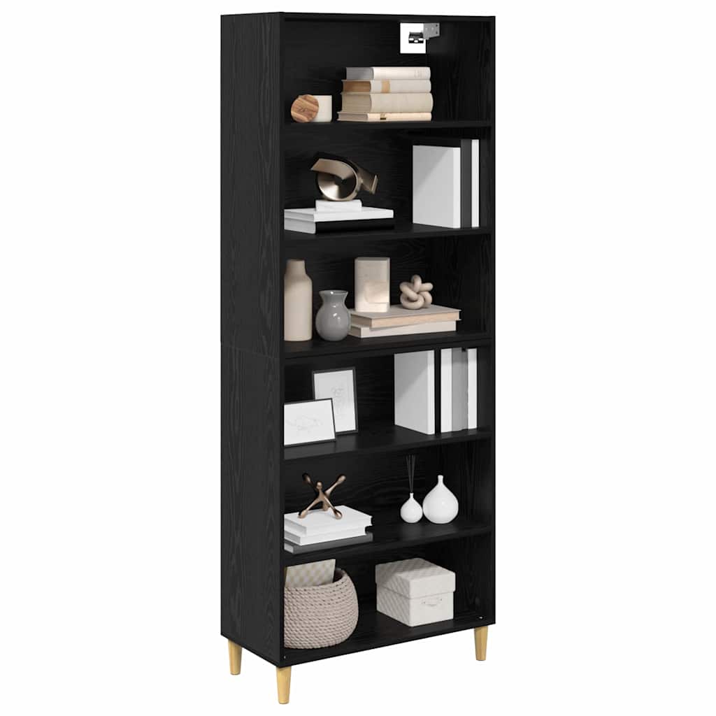 Highboard Μαύρη Οξυά 69,5 x 32,5 x 180 εκ Επεξεργασμένο ξύλο