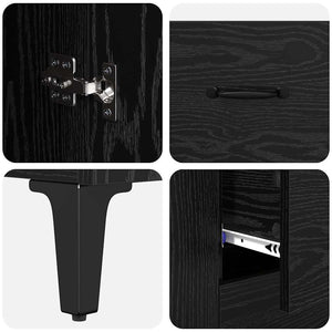 Highboard Μαύρη Οξυά 69,5 x 34 x 180 εκ. Επεξεργασμένο ξύλο - Pakobazaar