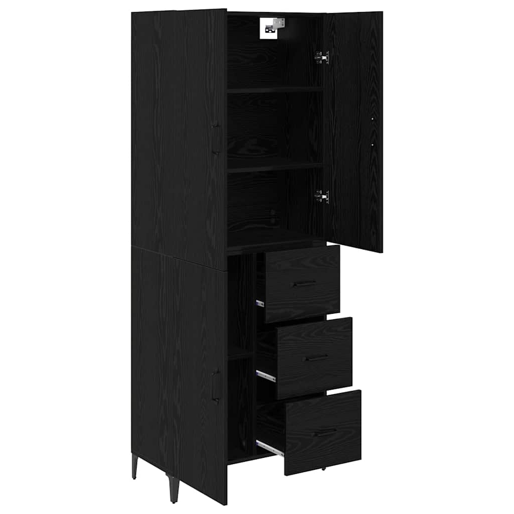 Highboard Μαύρη Οξυά 69,5 x 34 x 180 εκ. Επεξεργασμένο ξύλο - Pakobazaar