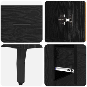 Highboard 2 τμχ. Μαύρη Οξυά 69,5 x 34 x 180 εκ.