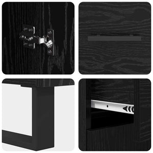 Highboard Μαύρη Οξυά 69,5 x 34 x 180 εκ. Επεξεργασμένο ξύλο - Pakobazaar