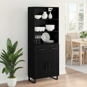 Highboard Μαύρη Οξυά 69,5 x 34 x 180 εκ. Επεξεργασμένο ξύλο - Pakobazaar