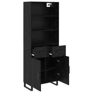 Highboard Μαύρη Οξυά 69,5 x 34 x 180 εκ. Επεξεργασμένο ξύλο - Pakobazaar
