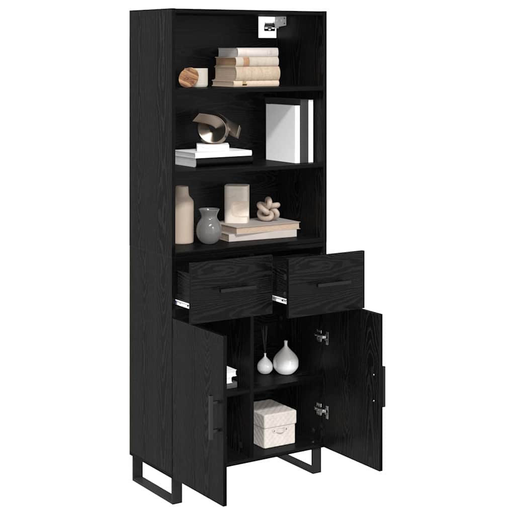 Highboard Μαύρη Οξυά 69,5 x 34 x 180 εκ. Επεξεργασμένο ξύλο - Pakobazaar