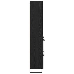 Highboard Μαύρη Οξυά 69,5 x 34 x 180 εκ. Επεξεργασμένο ξύλο - Pakobazaar