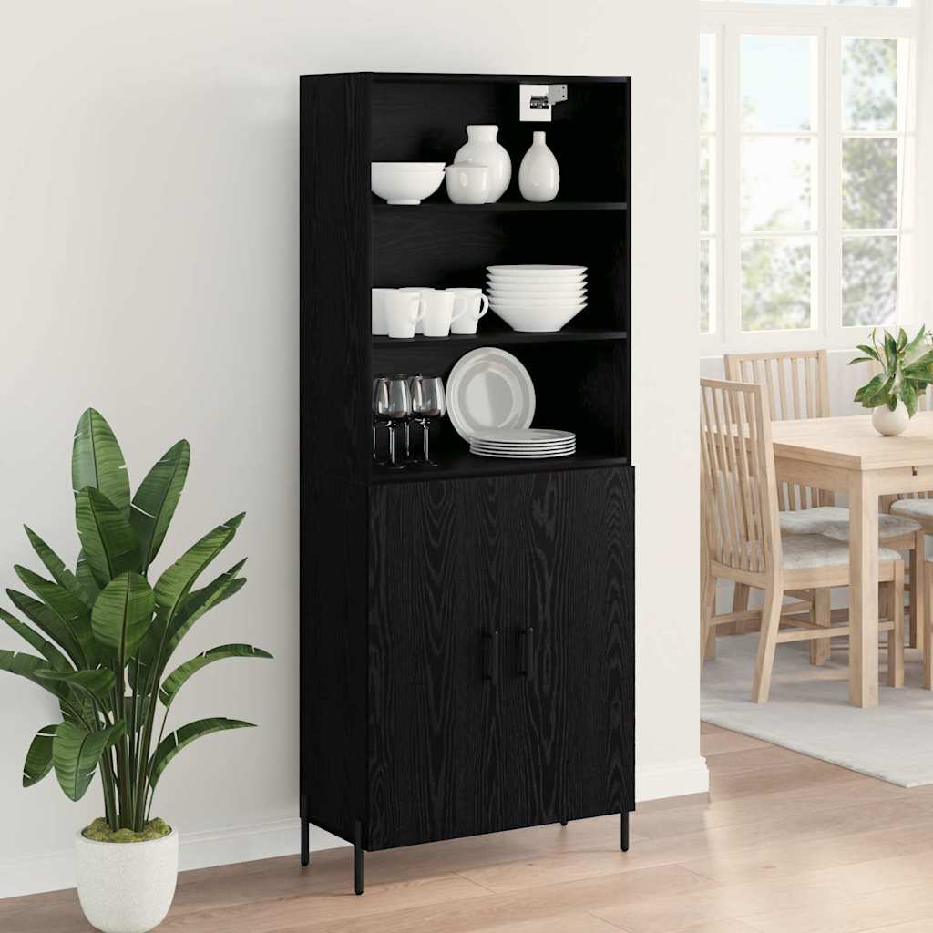 Highboard Μαύρη Οξυά 69,5 x 34 x 180 εκ. Επεξεργασμένο ξύλο