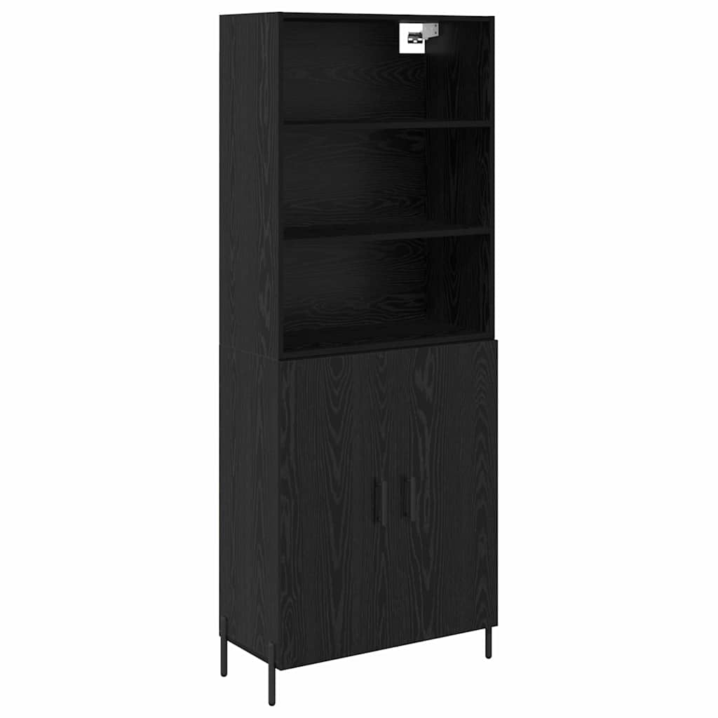 Highboard Μαύρη Οξυά 69,5 x 34 x 180 εκ. Επεξεργασμένο ξύλο