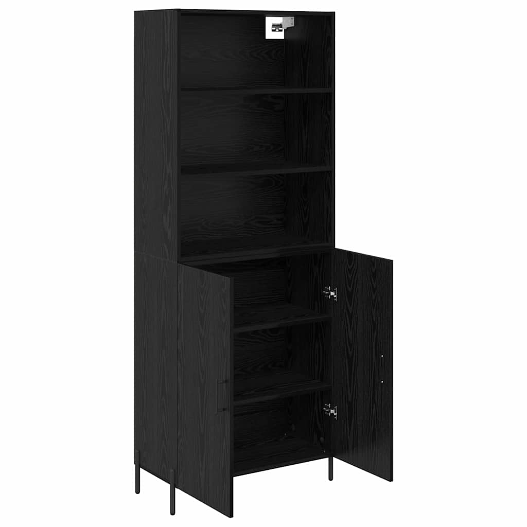 Highboard Μαύρη Οξυά 69,5 x 34 x 180 εκ. Επεξεργασμένο ξύλο